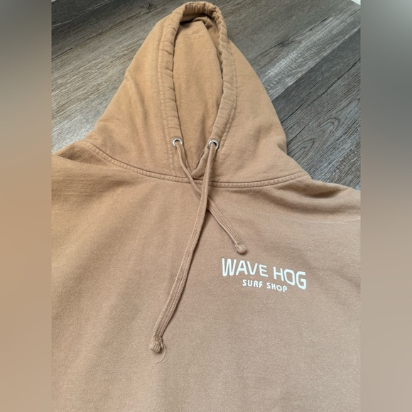 Wave Hog Surf Shop NJ Beach Sweatshirt Hoodie Brown Blue Size Size L XL - Picture 3 of 9